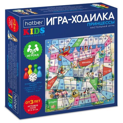Игра-ходилка настольная детская, АССОРТИ, 5 сюжетов, HATBER