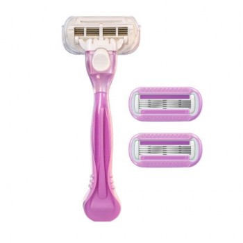 Бритвенный станок многоразовый женский, 4 лезвия, 2 кассеты, X-ONE, 700018