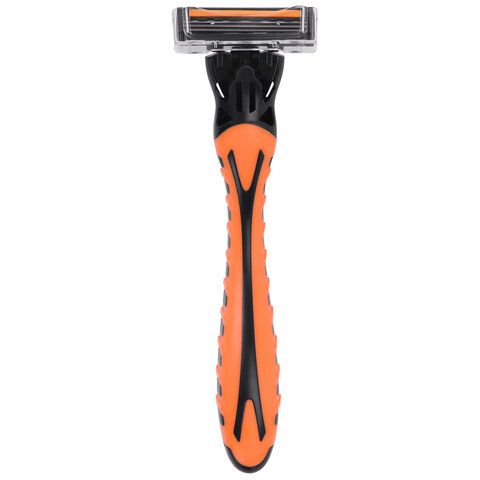 Бритвенный станок многоразовый мужcкой, 3 лезвия, 11 кассет, оранжевый, X-ONE, 700023