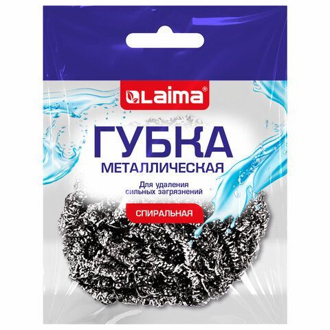 Губка (мочалка) металлическая спиральная 15 грамм, для посуды, гриля, плиты, LAIMA 12 шт., 700061
