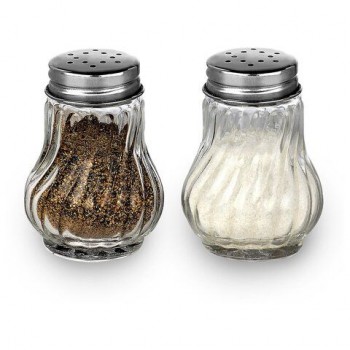 Солонка-перечница 50 мл, BASIC, баночка для специй, стекло/сталь, дисплей, WEGLA 12 шт. (ВЕГЛА), 700224
