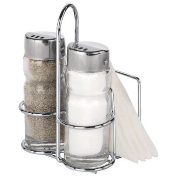 Набор для специй 2*50 мл, CLASSIC, салфетница/подставка+солонка+перечница, WEGLA (ВЕГЛА), 700229