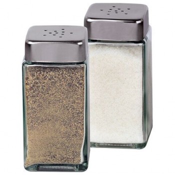 Набор для специй 2*120 мл, MAXI, солонка+перечница, стекло/сталь, квадратные, WEGLA (ВЕГЛА), 700231
