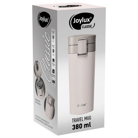 Термокружка 380 мл JOYLUX CLASSIC, нержавеющая сталь SUS304, белый матовый, 700271