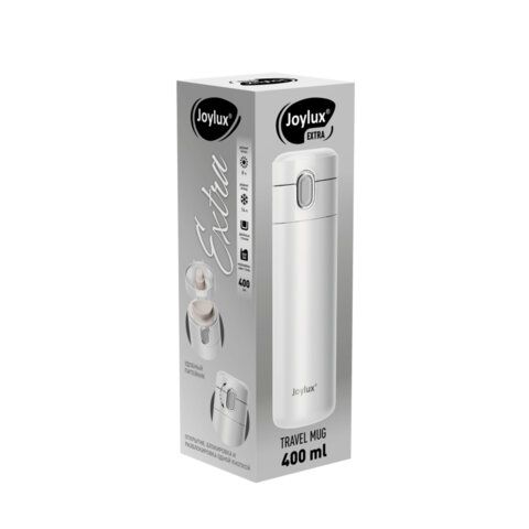 Термокружка 400 мл JOYLUX EXTRA STYLE, нержавеющая сталь SUS304, белый матовый, 700281