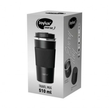 Термокружка 510мл JOYLUX EVERY DAY, нерж. сталь SUS304, силиконовый рукав, черный матовый, 700292