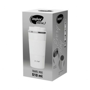 Термокружка 510 мл JOYLUX EVERY DAY, нерж. сталь SUS304, силиконовый рукав, белый матовый, 700293