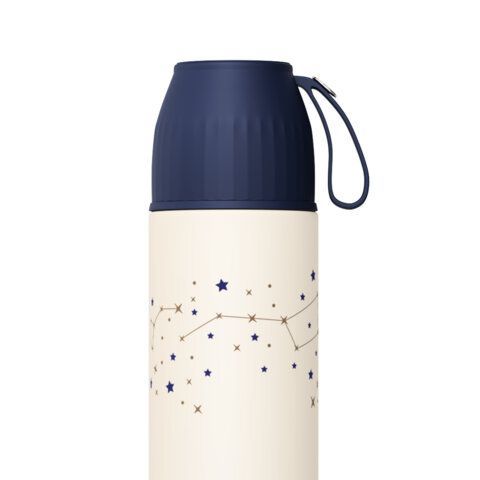 Термос 0,4 л JOYLUX ULTRA, нерж. сталь SUS304, крышка/кружка + ремешок, звезды, 700311