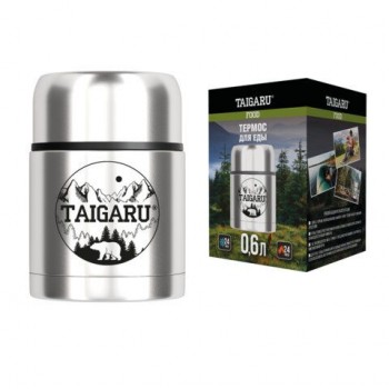 Термос 0,6л FOOD, для еды/напитков с широким горлом, нержавеющая сталь SUS304, серебристый, TAIGARU (ТАЙГАРУ), 700324