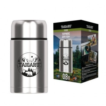 Термос 0,8л FOOD, для еды/напитков с широким горлом, нержавеющая сталь SUS304, серебристый, TAIGARU (ТАЙГАРУ), 700325