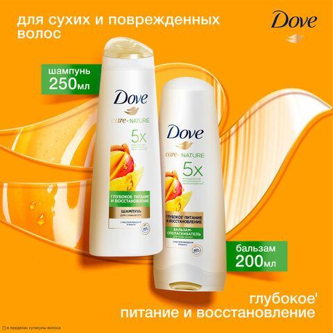 Промонабор: Шампунь 250мл+Бальзам-ополаскиватель 200мл DOVE&quot;Глубокое питание и восста