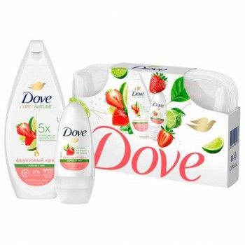Промонабор: Крем-гель для душа 250мл + антиперспирант шариковый 50мл DOVE "Клубника и