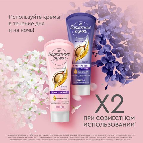Промонабор: Крем для рук БАРХАТНЫЕ РУЧКИ &quot;Питательный&quot;80мл + &quot;Ночной восстанавливающи