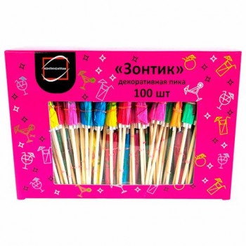 Пики для канапе бамбуковые Зонтик 10 см 100 шт, КП, 140239