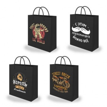 Пакет подарочный (1 штука) 18х10х23см (M) "Man Collection", ассорти, крафт, ЗОЛОТАЯ СКАЗКА 24 шт., 700804