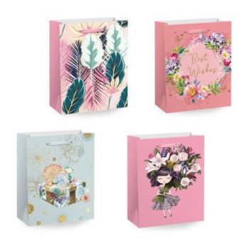 Пакет подарочный (1 штука) 18х10х23см (M) "Kraft For Woman", ассорти, глиттер, фольга, ЗОЛОТАЯ СКАЗКА 24 шт., 700805