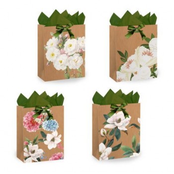 Пакет подарочный (1 штука) 18х10х23см (M) "Flowers", ассорти, глиттер, c тишью, ЗОЛОТАЯ СКАЗКА 24 шт., 700808