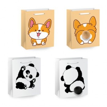 Пакет подарочный (1 штука) 18х10х23см (M) "Fluffy Tail", ассорти, пушистый хвостик, ЗОЛОТАЯ СКАЗКА 24 шт., 700810