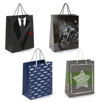 Пакет подарочный (1 штука) 26х13х32см (L) "Man Style", ассорти, фольга, выборочный лак, ЗОЛОТАЯ СКАЗКА 12 шт., 700813