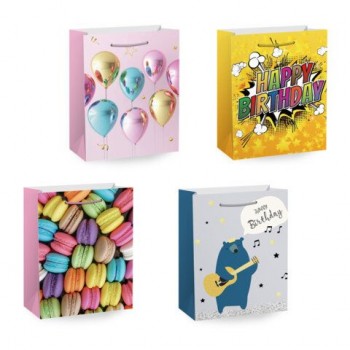 Пакет подарочный (1 штука) 33х13х45см (XL) "Birthday Collection", ассорти, фольга, ЗОЛОТАЯ СКАЗКА 12 шт., 700826