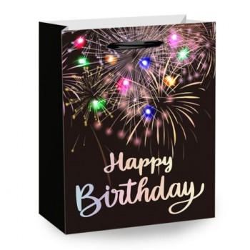 Пакет подарочный (1 штука) 26x13x32см (L) "LED Bag", черный, ЗОЛОТАЯ СКАЗКА, 700836