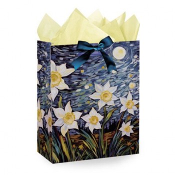 Пакет подарочный (1 штука) 26х13х32см (L) "3D Flower", с тишью, ЗОЛОТАЯ СКАЗКА 8 шт., 700837