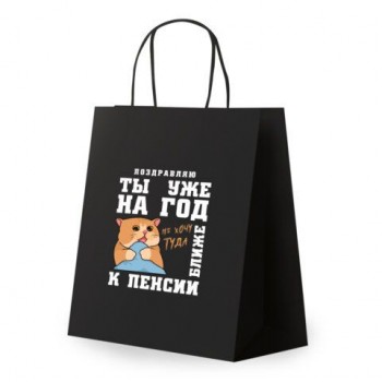 Пакет подарочный (1 штука) 26х13х32см (L) "Поздравляю!", крафт, ЗОЛОТАЯ СКАЗКА 10 шт., 700852