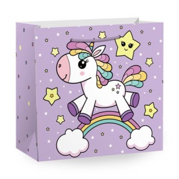 Пакет подарочный (1 штука) 20x12x25см "Единорожка", с атласной лентой, ЗОЛОТАЯ СКАЗКА 8 шт., 700858
