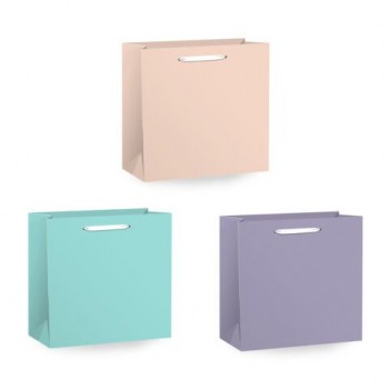 Пакет подарочный НАБОР 3 штуки 20х8х20см "Pastel Mix", крафт, ЗОЛОТАЯ СКАЗКА, 700862