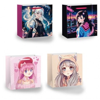 Пакет подарочный НАБОР 4 штуки 30х10х30см "Anime", ламинированный, ЗОЛОТАЯ СКАЗКА, 700868