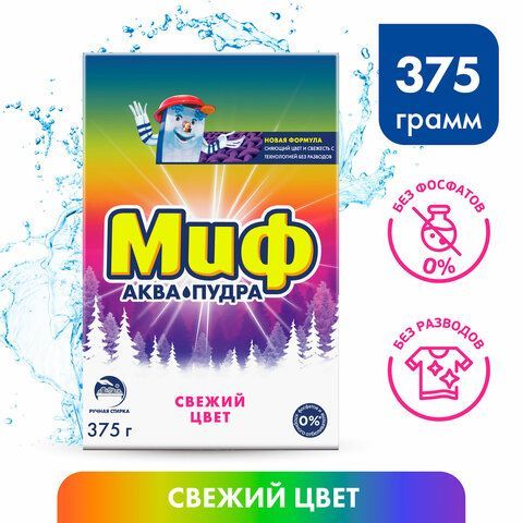 Стиральный порошок д/ручной стирки 375г МИФ &quot;Свежий цвет&quot;, ш/к 77798, 741113