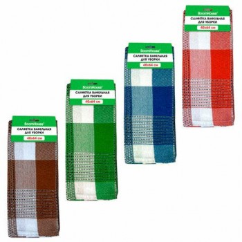 Салфетка вафельная универсальная ХЛОПОК 40 х 64 см, цветная клетка, ассорти, BOOMHOUSE 12 шт., 700883