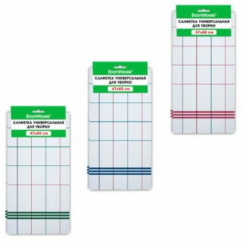 Салфетка универсальная ХЛОПОК 47 х 65 см, белая клетка, легкий цветной контур, ассорти, BOOMHOUSE 12 шт., 700886