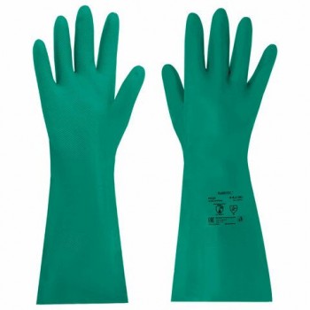 Перчатки нитриловые КЩС ULTRA STRONG химически устойчивые, с хлопковым напылением, зеленые, р-р 8-8,5, M (средн) RABBITEX (РАББИТЕКС) 700911