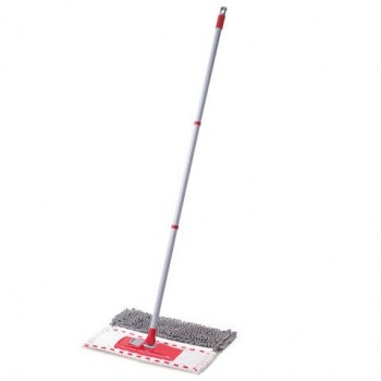 Швабра с флаундером 40 см составной черенок 120 см МОП микрофибра/абразив + МОП СИНЕЛЬ, PERKLIN, 700987