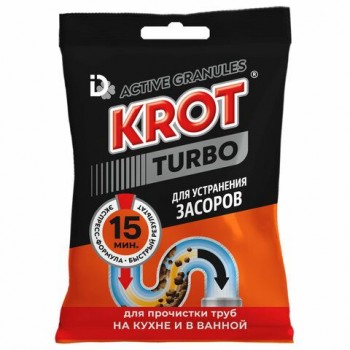 Средство для прочистки канализационных труб в гранулах 90г КРОТ 12 шт. "Turbo", 4000028