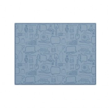 Коврик для сушки посуды из микрофибры, 38х50см, тиснение, "ПОСУДА", СИНИЙ, 400г/м2, BOOMHOUSE (БумХаус), 701148