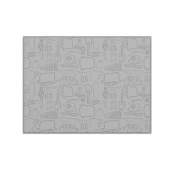 Коврик для сушки посуды из микрофибры, 38х50см, тиснение, "ПОСУДА", СЕРЫЙ, 400г/м2, BOOMHOUSE (БумХаус), 701149