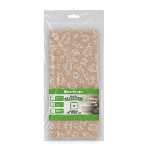 Коврик для сушки посуды из микрофибры, 31х47см, "КОФЕ", 440г/м2, BOOMHOUSE (БумХаус), 701155