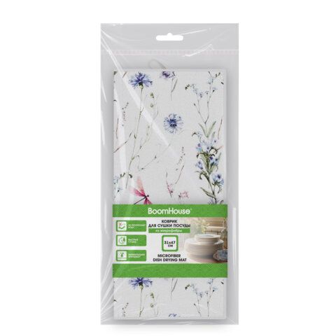 Коврик для сушки посуды из микрофибры, 31х47см, "ЛУГОВЫЕ ЦВЕТЫ", 440г/м2, BOOMHOUSE (БумХаус), 701156