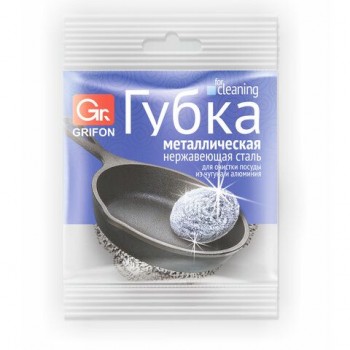 Губка(мочалка) металлическая спиральная 15 г для посуды, гриля, плиты, GRIFON 50 шт., ШК0019, 910-001