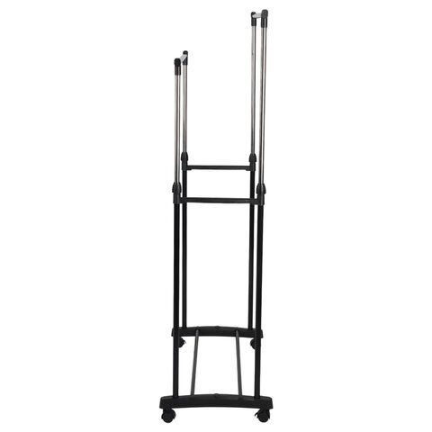Вешалка для плечиков двухъярусная BOOMHOUSE GR-003 (в900-1600*ш800*г400мм), пластик/металл, черный/хром, 701438