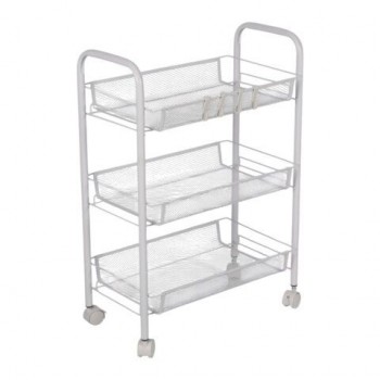 Этажерка (тележка) BOOMHOUSE (БУМХАУС) RC-003 3 яруса, на колесах, В62,5хШ42,5хГ25,5 см, металл, белая, 701456