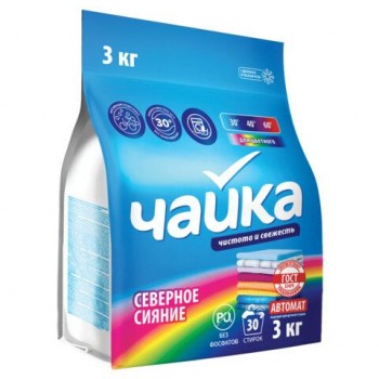 Стиральный порошок автомат для цветного белья 3кг ЧАЙКА "Северное сияние", СОНЦА Бела, 87003