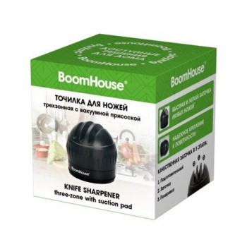Точилка для ножей (ножеточка) ручная, трёхзонная (грубая, чистовая, шлифовка), на присоске, BOOMHOUSE, 701626