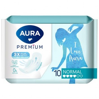 Прокладки женские гигиенические 10 шт, AURA Premium NORMAL, ш/к 16026, 13121