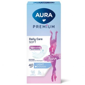 Прокладки женские ежедневные 40 шт, AURA Premium ультратонкие LIGHT, ш/к 16057, 13124
