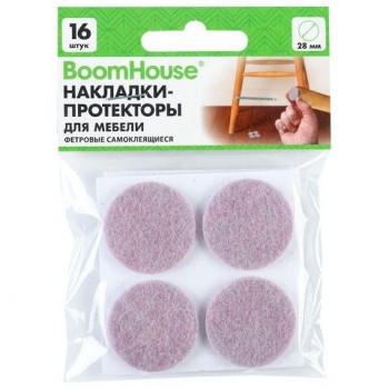 Накладки-протекторы для мебели ФЕТР самоклеящиеся, d=28 мм, бежевые, КОМПЛЕКТ 16 шт, BoomHouse 24 шт., 701824