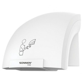 Сушилка для рук SONNEN HSD-A905, 1200 Вт, 30 м/с, IPX1, пластик, белая, 701868