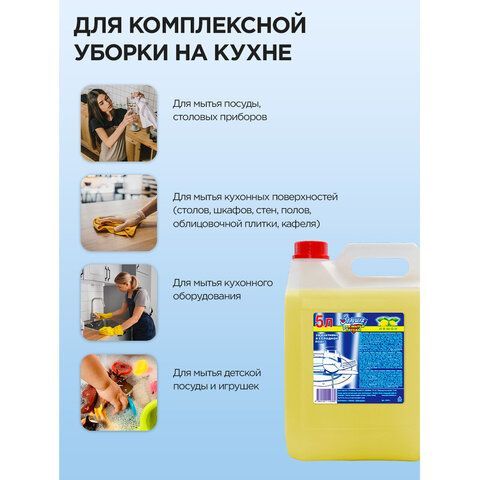 Средство для мытья посуды 5л ЗОЛУШКА, концентрат, &quot;Лимон&quot;, ш/к 10360, М-04-1к
